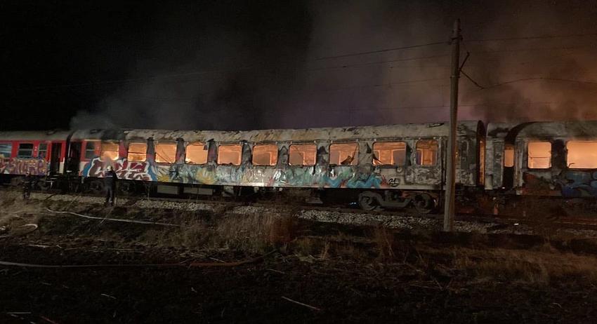 Пожар във влак до Каспичан 